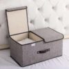 Foldable storage container with linen