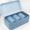 Metal Bread Bin Canisters Set inside in blue