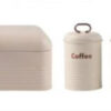 Retro Metal Bread Bin and Canister Set Rose Gold Handle in Cream