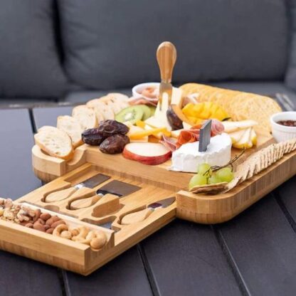 Premium Cheese Board and Platter Set with cheese and bread