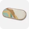 Oval Charcuterie Platterl with a wave pattern, the primary colours are earthy blues, browns and green
