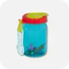 Bug explorer specimen bottle with magnifying glass on hook and captured toy insects