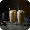 Iced coffee in double walled drinking glass