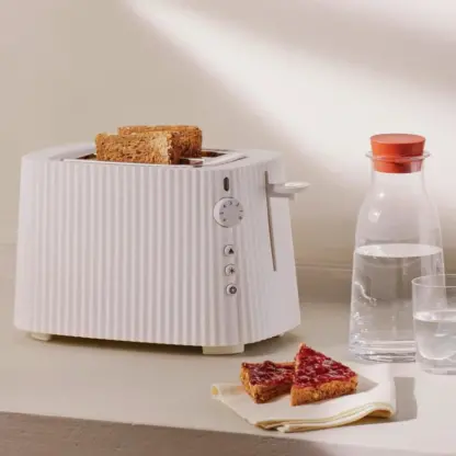 Alessi Plisse Toaster - 2 slice with popped toast