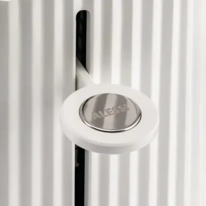 Alessi Plisse Toaster 2 Slice White close-up of the engagement lever