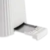 Alessi Plisse Toaster 2 Slice White close-up of the crumb tray