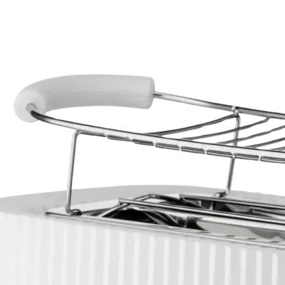 Alessi Plisse Toaster Double Compartment White close-up of the warming tray