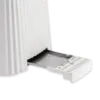 Alessi Plisse Toaster Double Compartment White close-up of the crumb tray