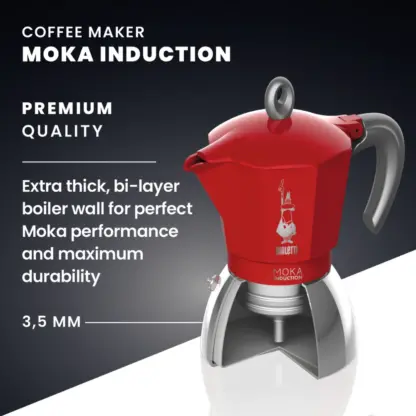 Bialetti Moka Induction Coffee Maker Coffee Maker 6 Cup Red Cutout