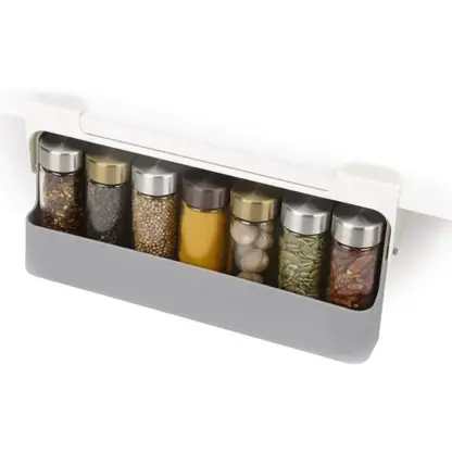 Under Shelf Spice Rack unfolded with various spices in rack