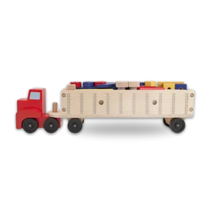 Melissa & Doug Big Rig Building Truck Wooden Play Set fully loaded