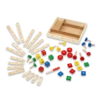 Melissa & Doug Wooden construction building set in a box showing all the different parts