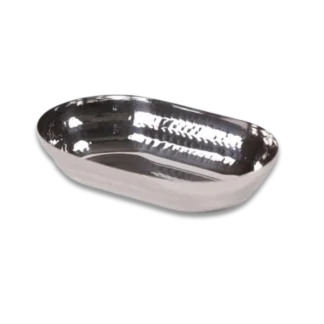 Oval Contour Stainless Steel Bowl viewed from top right