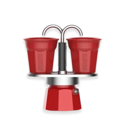 Bialetti Mini Express Red Moka Pot with Two Moka cups