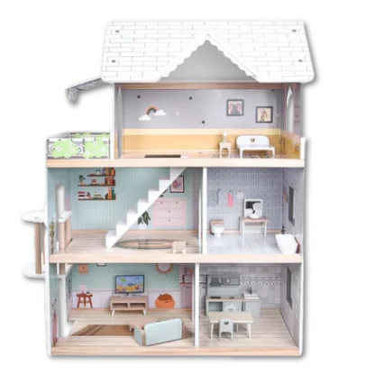 Wooden Doll's House viewed from the front