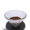 High Front View of Wetted Timemore Cone Shaped Pour Over Filter Paper