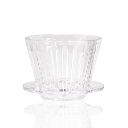 Timemore Crystal Eye Flat Pour-Over Coffee Dripper for precision pour-over coffee brewing – clear acrylic coffee dripper with three-stage design.