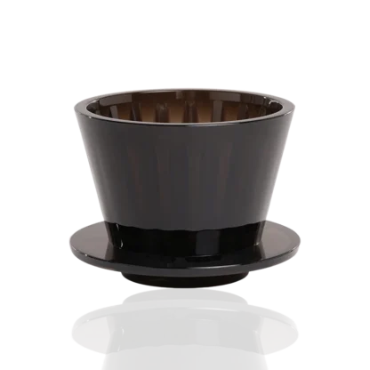Timemore Crystal Eye Flat Pour-Over Coffee Dripper for precision pour-over coffee brewing side view three-stage design.