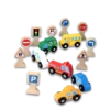 Random display of Zookabee wooden toy car set and traffic signs
