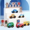 Zookabee wooden toy car set and traffic signs on display