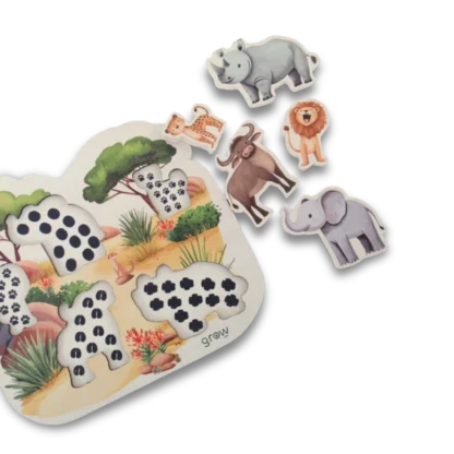 Disassembled Big Five Animals Puzzle