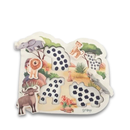 Disassembled Big Five Animals Puzzle viewed from above