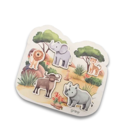 Completed Big Five Animals Puzzle viewed from above