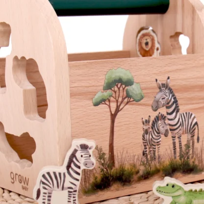 On Safari Shape Sorter Toy with Zebra different angle of zebra scene