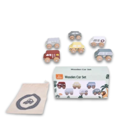 Zookabee Wooden Toy Car set out of the packaging