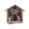 Fynbos House Play Set frontal view with two peg dolls in the foreground