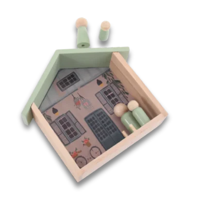 Fynbos House Play Set lying on its back with two piece above the roof