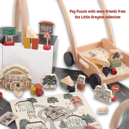 Little Greyton Peg Puzzle with other toys in the collection