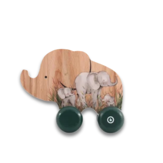 Wooden Elephant Push Toy left side view