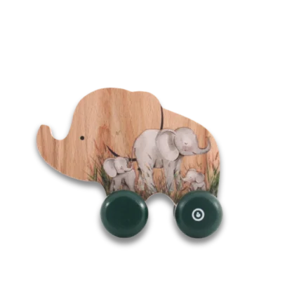 Wooden Elephant Push Toy left side view