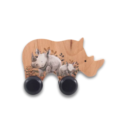 Wooden Rhino Push Toy right side view