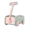 Wooden Toy Push and Pull Wagon Green viewed from the front of the wagon