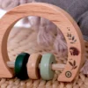 Themed Wooden Baby Rattle - On Safari close-up